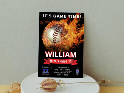 Baseball Birthday Invitation, Game Time, Editable Printable (Digital Download)