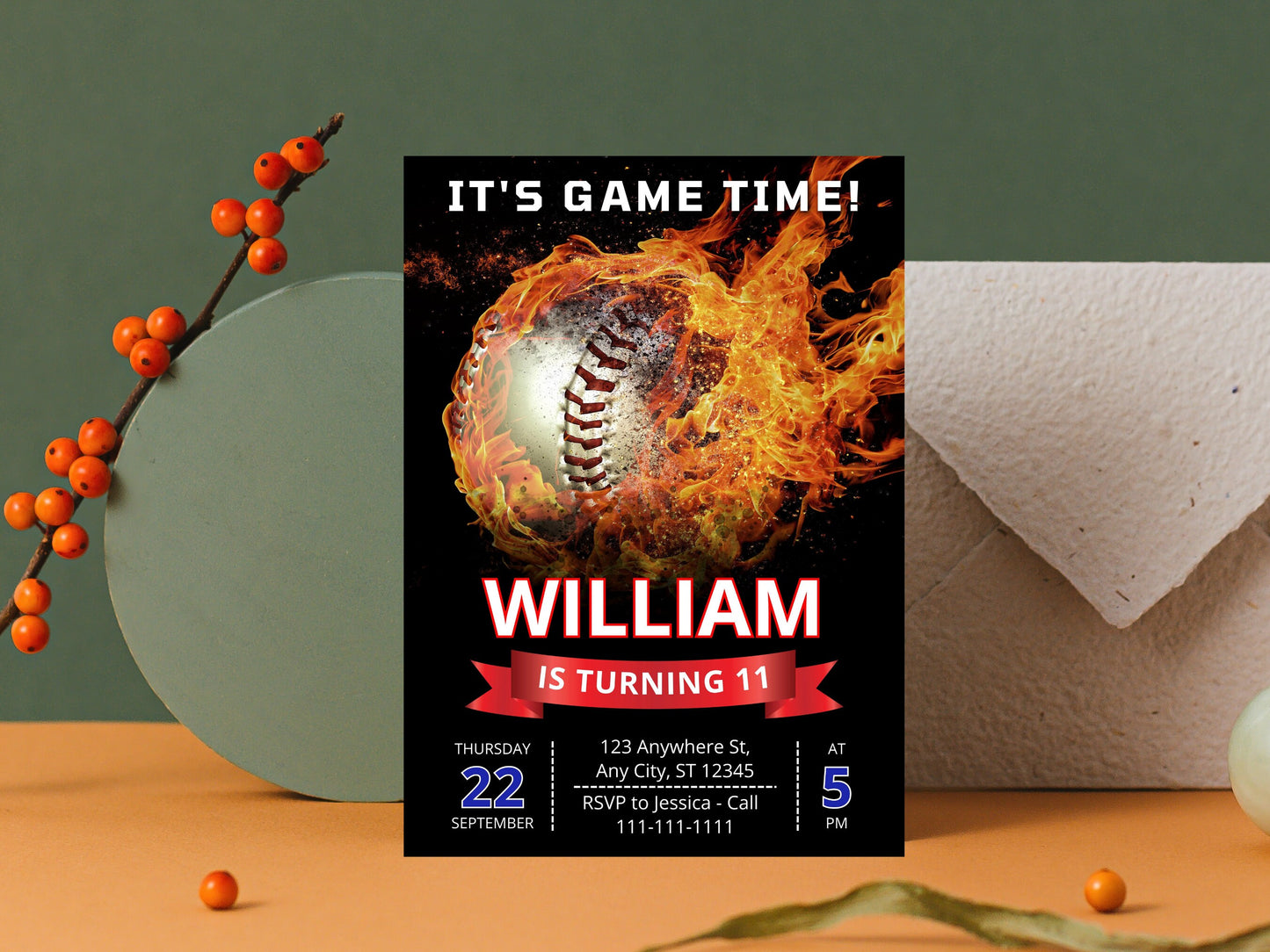 Baseball Birthday Invitation, Game Time, Editable Printable (Digital Download)