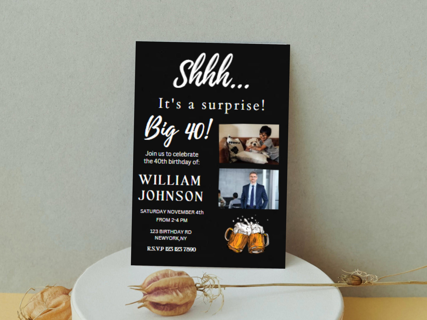 Surprise Beer Birthday Invitation, Cheers Printable (Digital Download)