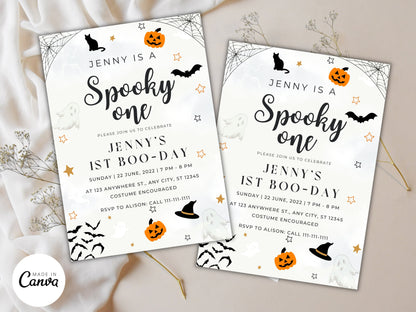 Spooky One Halloween Birthday Invitation: Ghost Theme (Digital Download)