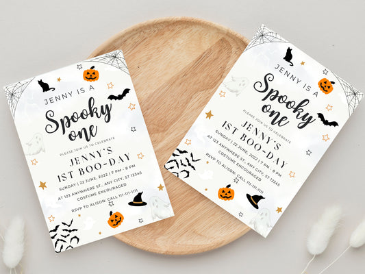 Spooky One Halloween Birthday Invitation: Ghost Theme (Digital Download)