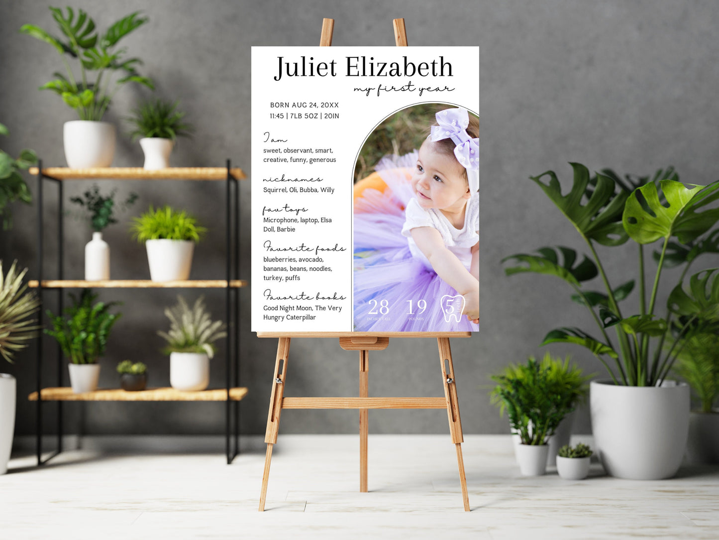 Baby's First Year Milestone Board Template, Editable Photo Sign (Digital Download)
