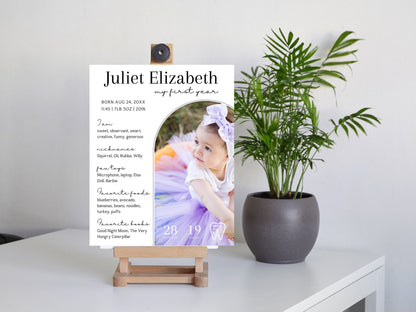 Baby's First Year Milestone Board Template, Editable Photo Sign (Digital Download)