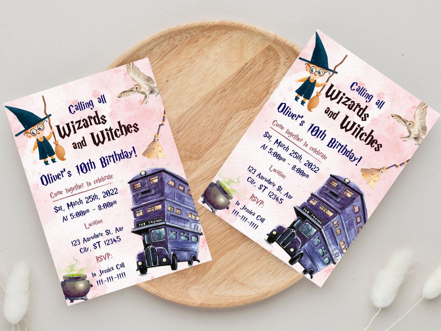 Editable Wizard Birthday Invitation, Magic School Party (Digital Download)