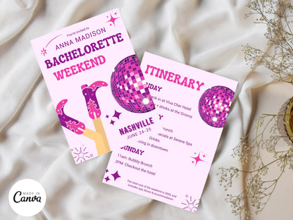 DIY Download bachelorette itinerary template