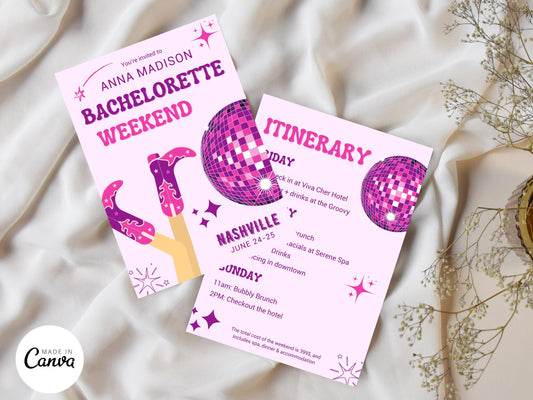 DIY Download bachelorette itinerary template