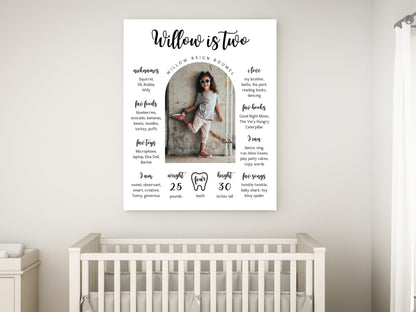 Toddler 2nd Birthday Milestone Board, Photo Sign (Printable Template)