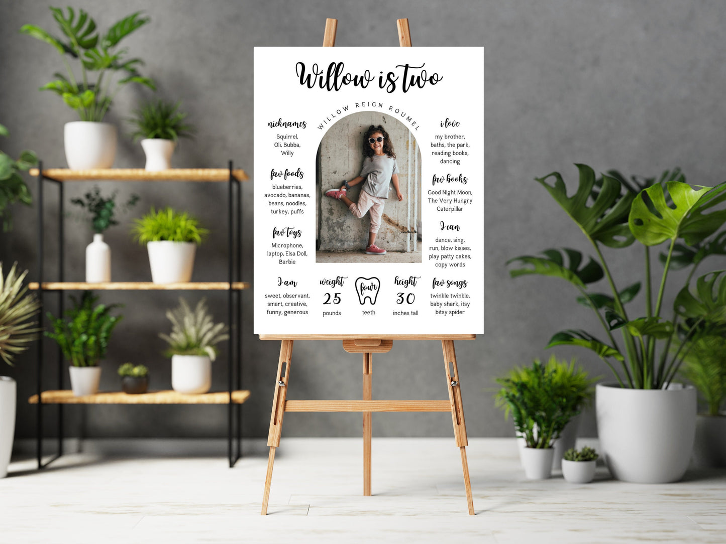 Toddler 2nd Birthday Milestone Board, Photo Sign (Printable Template)