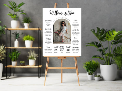 Toddler 2nd Birthday Milestone Board, Photo Sign (Printable Template)