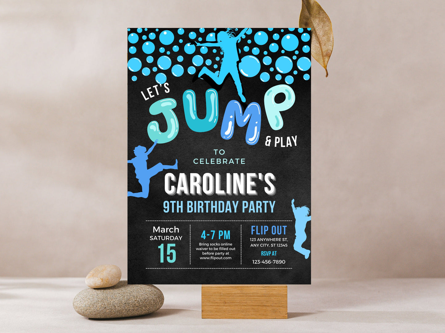 Vorlage für eine bearbeitbare Einladung zum Hüpfburg-Geburtstag (Sofort-Download)