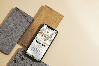 Wizard Birthday Invitation Evite, Magic School Party (Digital Download)