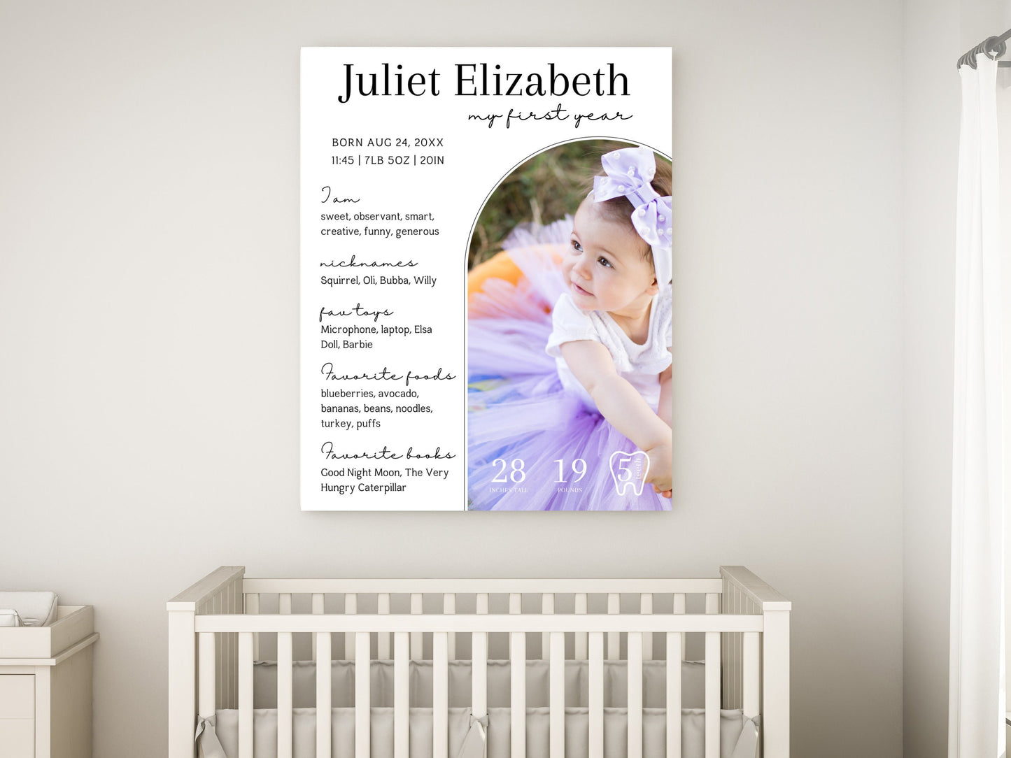 Baby's First Year Milestone Board Template, Editable Photo Sign (Digital Download)
