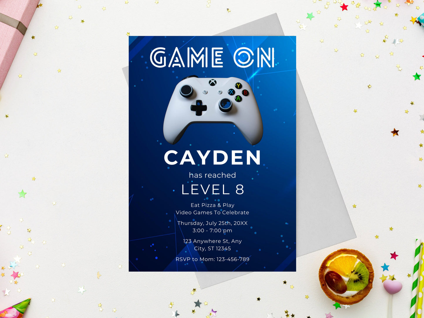 Editable Video Game Birthday Invitation, Gamer Party, 5x7 Canva Template (Digital Download)