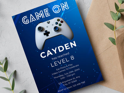 Editable Video Game Birthday Invitation, Gamer Party, 5x7 Canva Template (Digital Download)