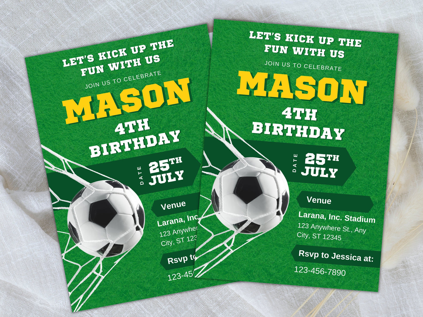 Soccer Birthday Invitation Template, Editable Party Invite (5x7, PDF, JPG, PNG)