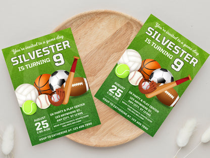 All Star Sports Birthday Invitation, Editable Kids Party (Digital Download)