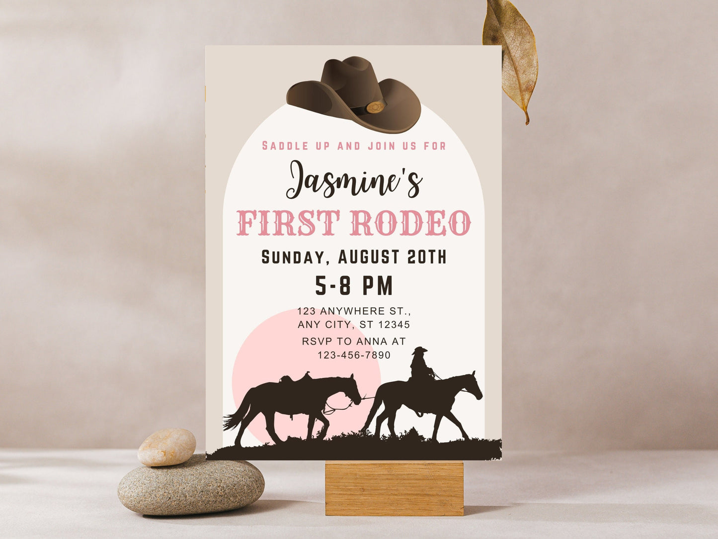 Editable First Rodeo Invitation, Cowgirl 1st Birthday (Canva Template)