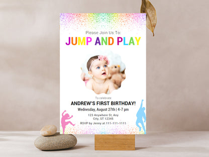 Jump Birthday Invitation, Editable Trampoline Party Template (Digital Download)