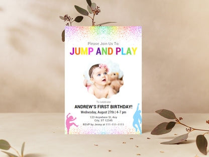 Jump Birthday Invitation, Editable Trampoline Party Template (Digital Download)