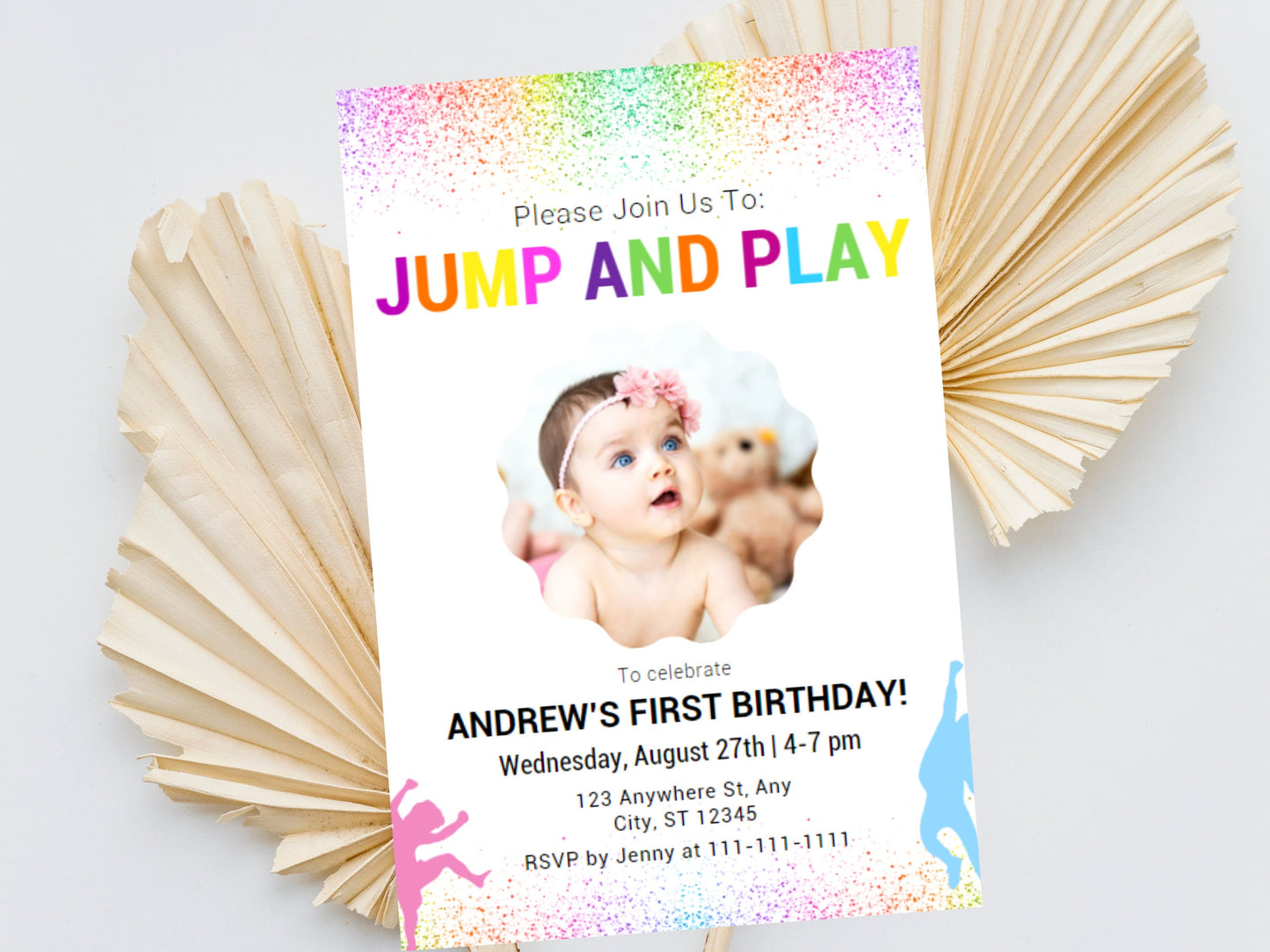 Jump Birthday Invitation, Editable Trampoline Party Template (Digital Download)