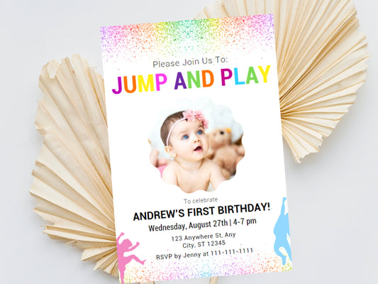 Jump Birthday Invitation, Editable Trampoline Party Template (Digital Download)