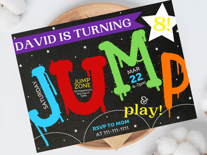 Editable Jump Birthday Invitation, Trampoline Party (Digital Download)