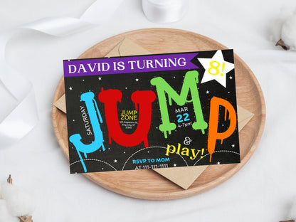 Editable Jump Birthday Invitation, Trampoline Party (Digital Download)