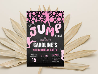 Trampoline Birthday Party Invitation, Editable Jump Template (Digital Download)