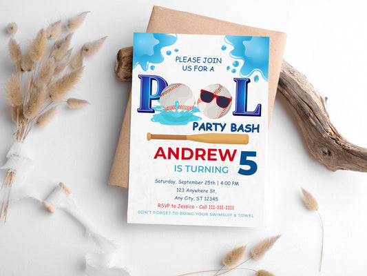 Editable Baseball Birthday Invitation, Sport Party Invite (Digital Download)