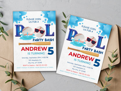 Editable Baseball Birthday Invitation, Sport Party Invite (Digital Download)