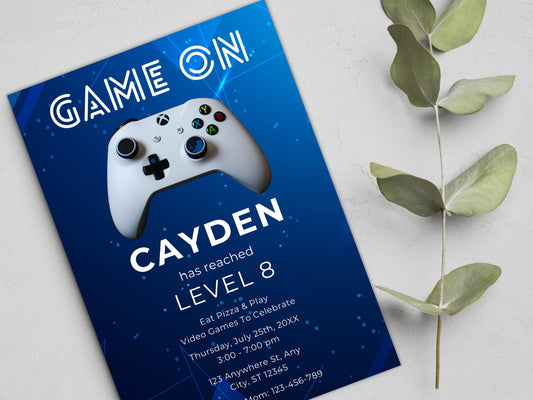 Editable Video Game Birthday Invitation, Gamer Party, 5x7 Canva Template (Digital Download)