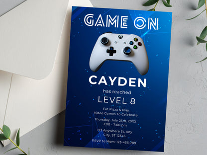 Editable Video Game Birthday Invitation, Gamer Party, 5x7 Canva Template (Digital Download)