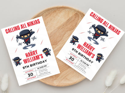 Ninja Birthday Invitation, Editable Karate Party Template (PDF)