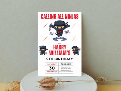 Ninja Birthday Invitation, Editable Karate Party Template (PDF)