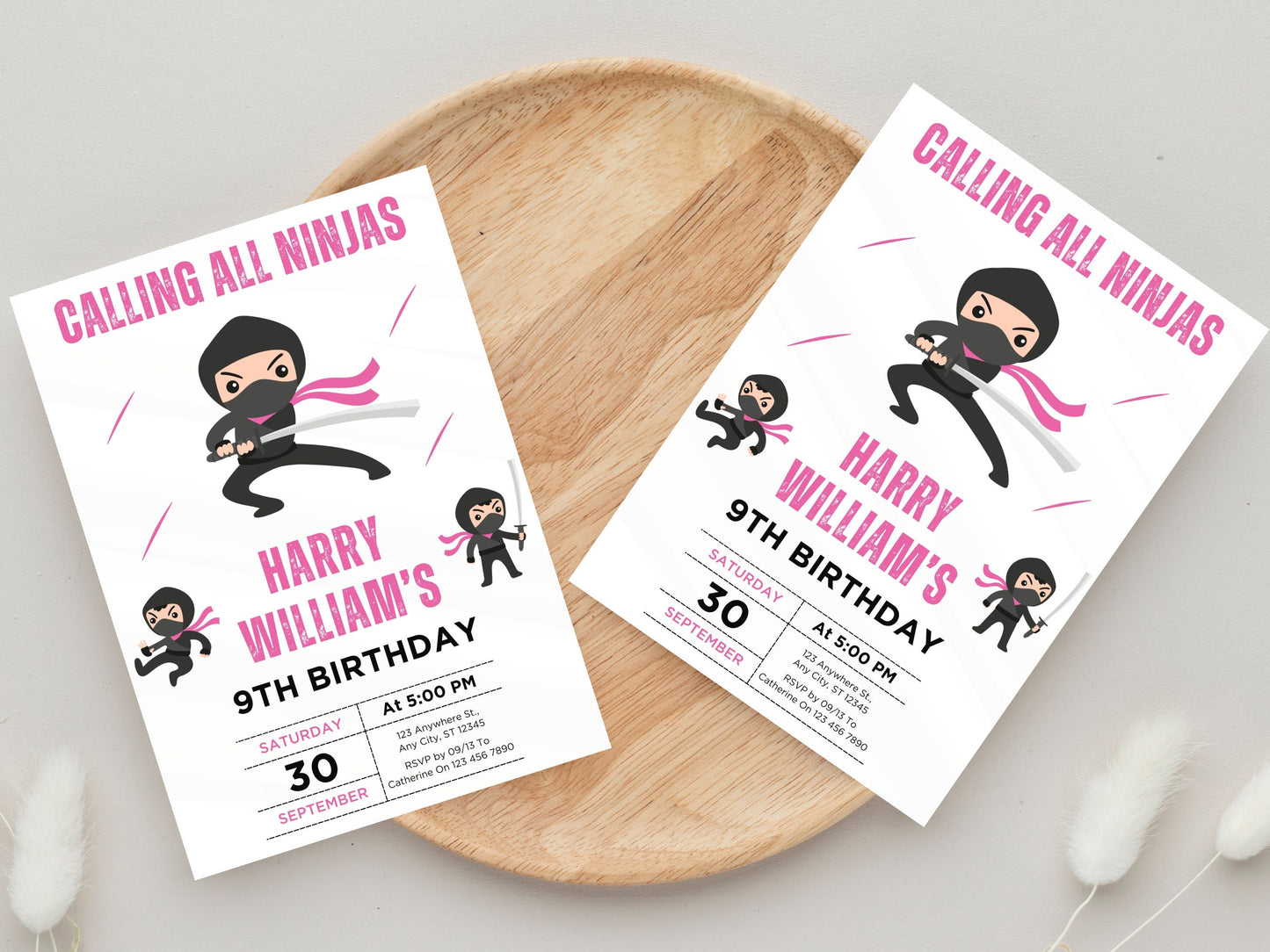 Editable Ninja Birthday Invitation Template, Karate Party (Digital Download)