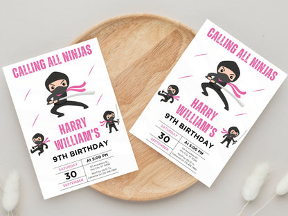 Editable Ninja Birthday Invitation Template, Karate Party (Digital Download)