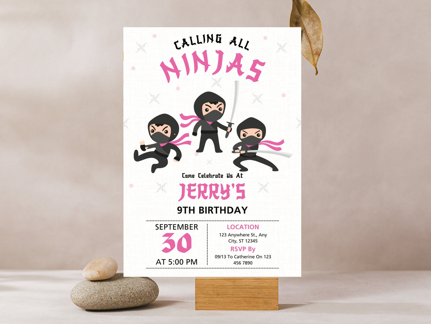 Editable Ninja Birthday Invitation, Karate Party, Canva Template (Digital Download)