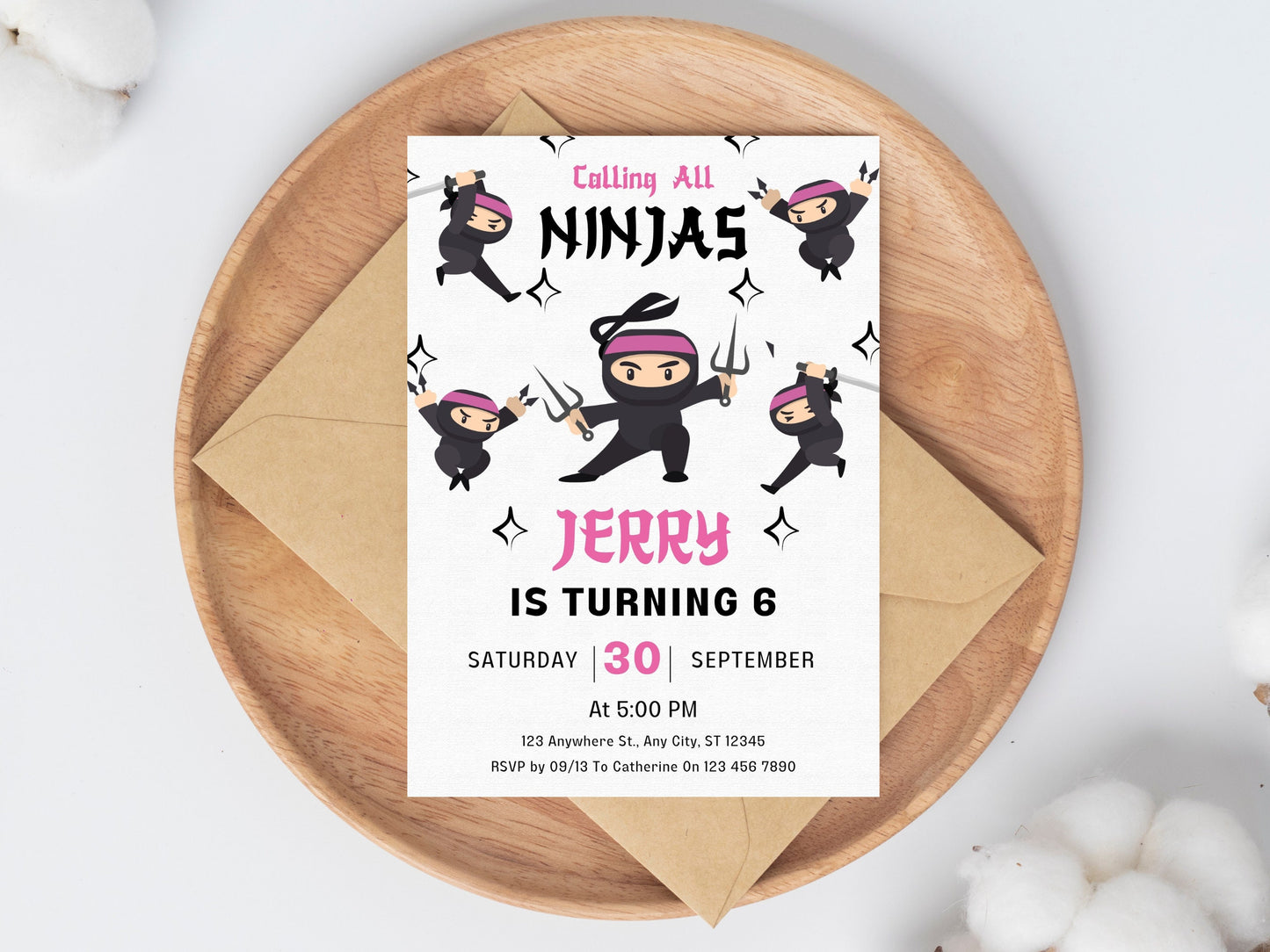 Ninja Birthday Invitation, Editable Karate Party Template (Digital Download)