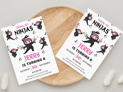 Ninja Birthday Invitation, Editable Karate Party Template (Digital Download)