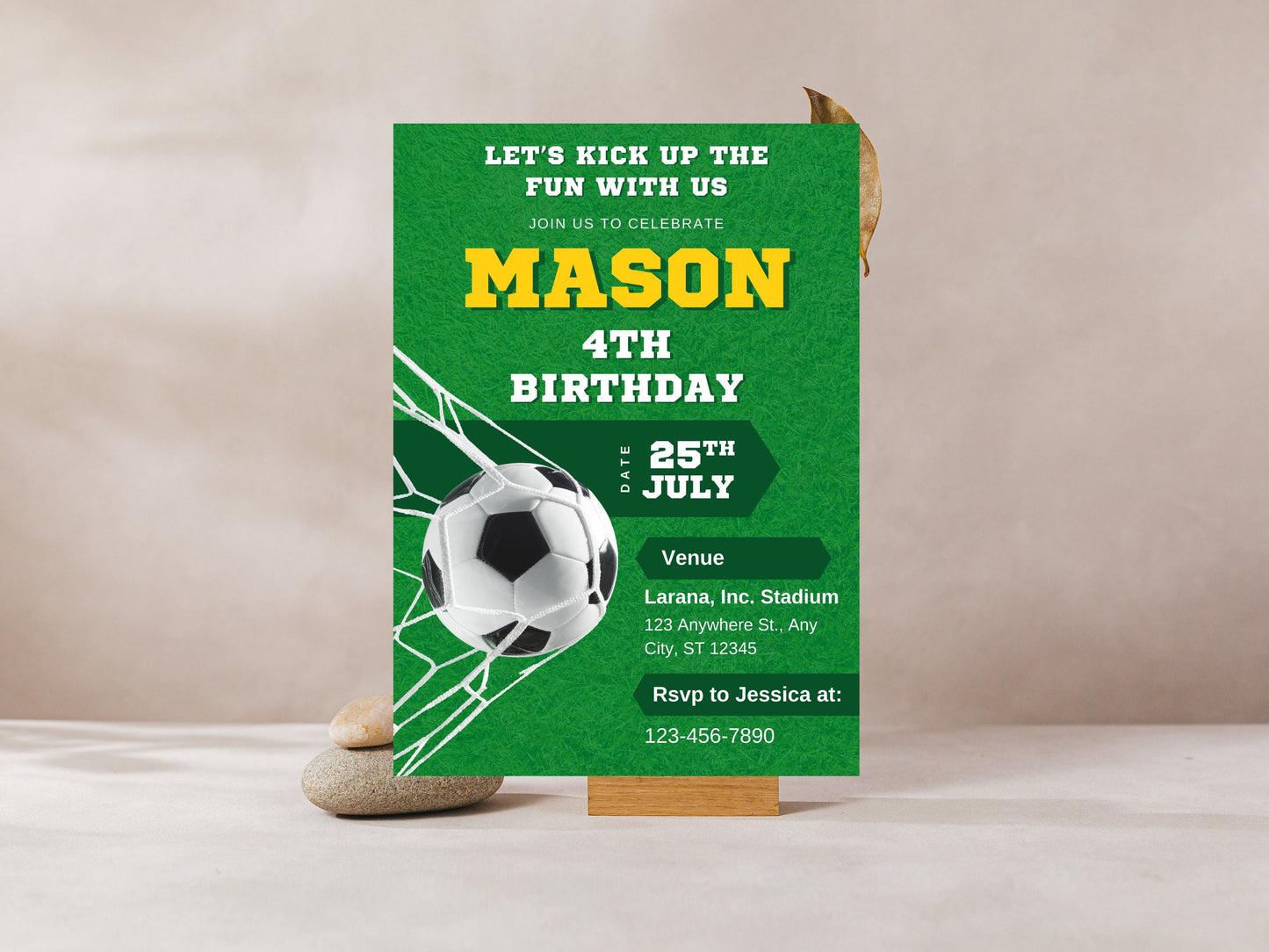 Soccer Birthday Invitation Template, Editable Party Invite (5x7, PDF, JPG, PNG)