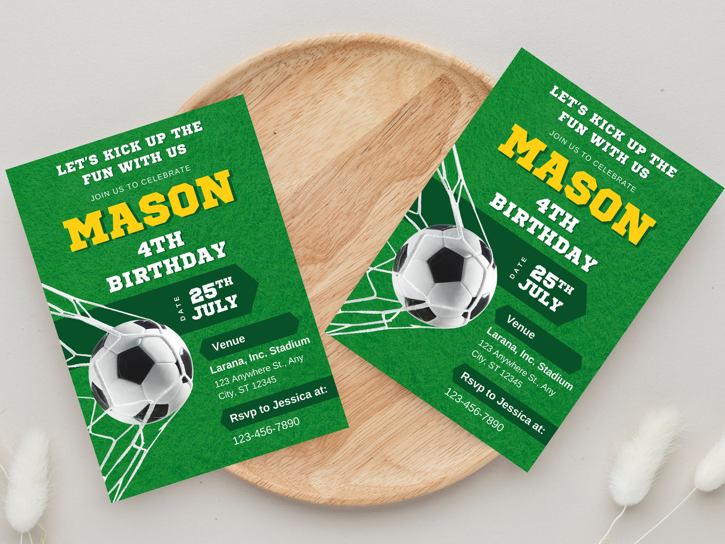 Soccer Birthday Invitation Template, Editable Party Invite (5x7, PDF, JPG, PNG)