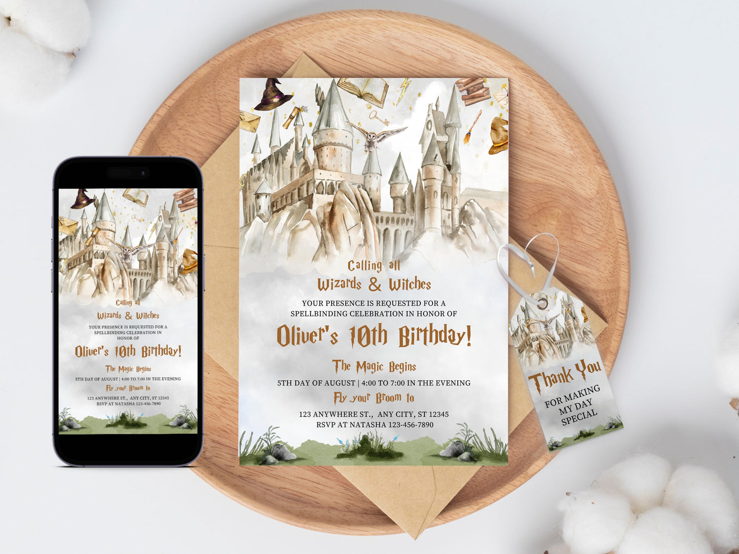 Wizard Birthday Invitation, Magic School Party (Digital Download)