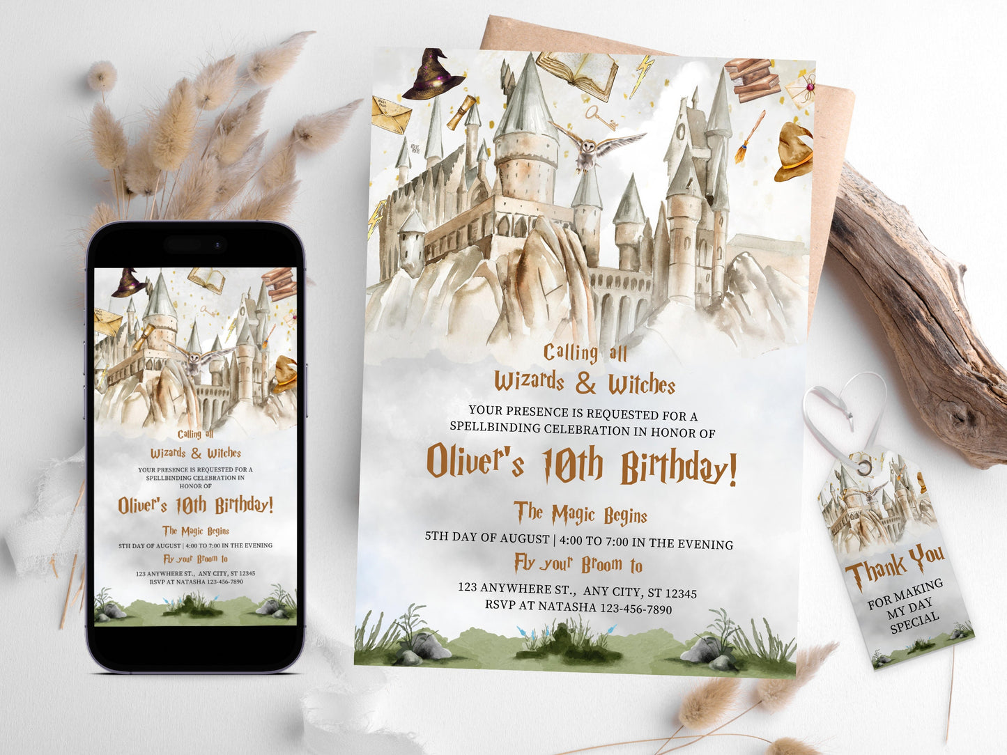 Wizard Birthday Invitation, Magic School Party (Digital Download)