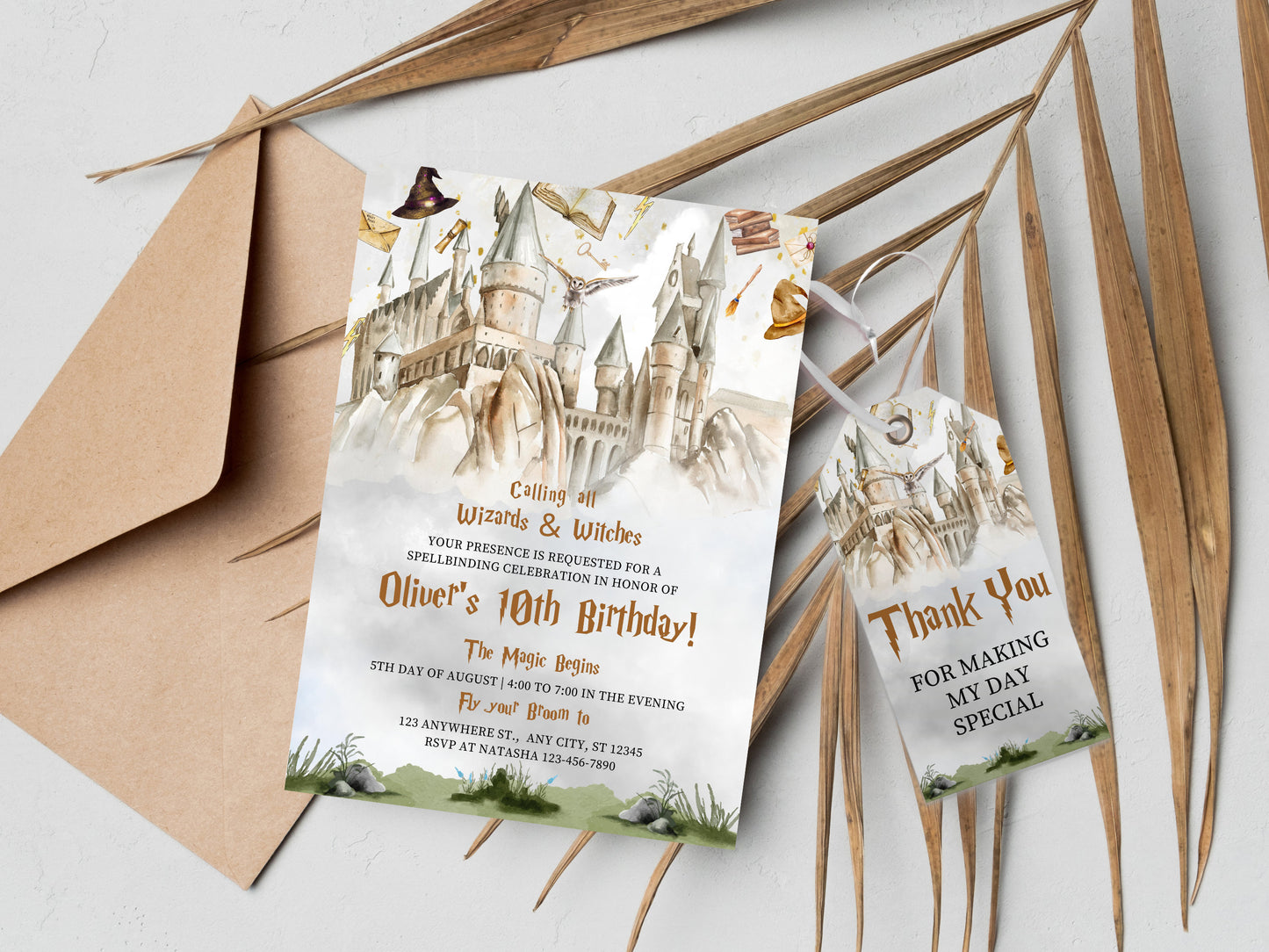 Wizard Birthday Invitation, Magic School Party (Digital Download)
