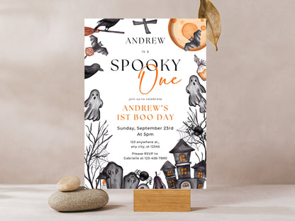 Spooky One 1st Birthday Invitation, Halloween Party (Instant Download)