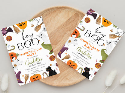 Spooky One Birthday Invitation, Halloween 1st Birthday (Instant Download)