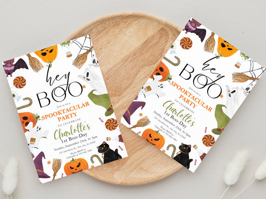 Spooky One Birthday Invitation, Halloween 1st Birthday (Instant Download)
