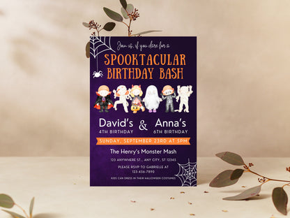 Halloween 1st Birthday Invitation Template, Spooky Ghost Theme (Instant Download)