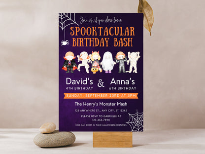 Halloween 1st Birthday Invitation Template, Spooky Ghost Theme (Instant Download)