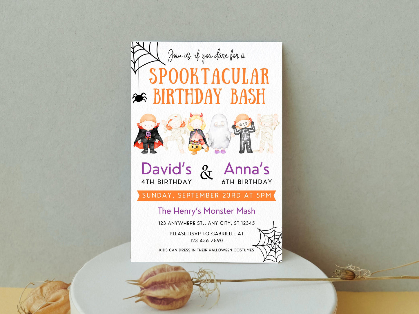 Spooktacular Birthday Invitation Template, Ghost Theme (Instant Download)